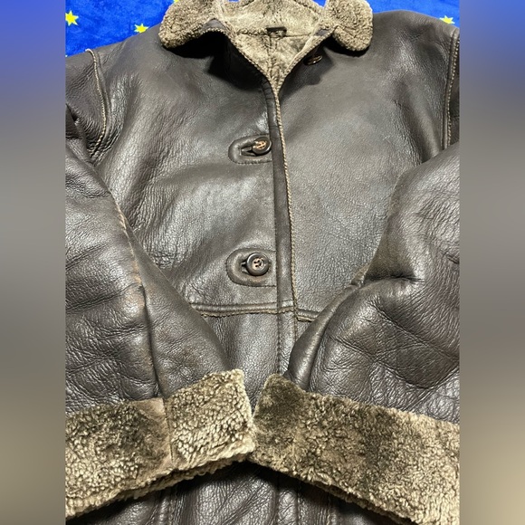 Utex Design leather/shearling  Coat in dark Brown Sz.L - Picture 3 of 8